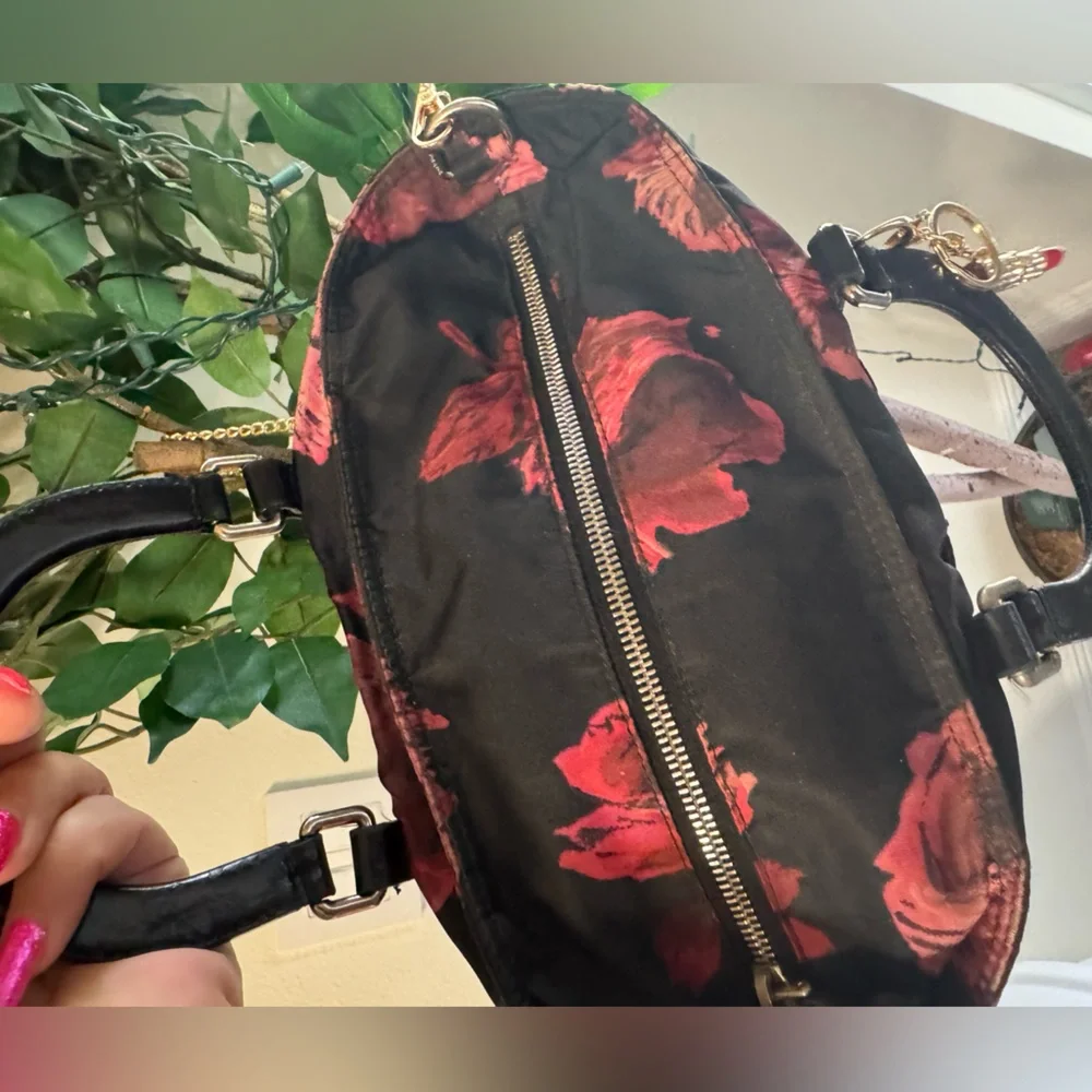 Prada Tessuto Nylon Rose Shop Shoulder Bag Rosso W/ COA